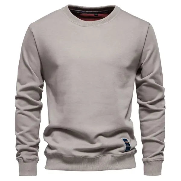 Aiopeson cotton blend crew neck solid color sweatshirt for winter warmth - HD156-LightGrey / EUR XXL 100-105kg