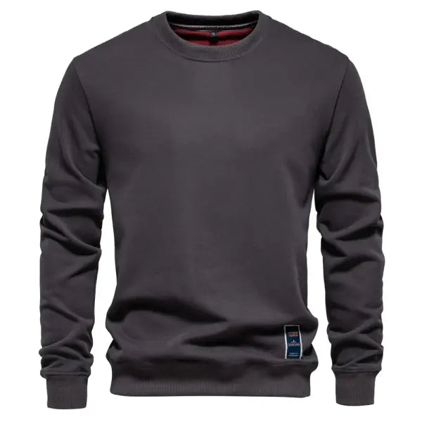 Aiopeson cotton blend crew neck solid color sweatshirt for winter warmth - HD156-DarkGrey / EUR XL 90-100kg
