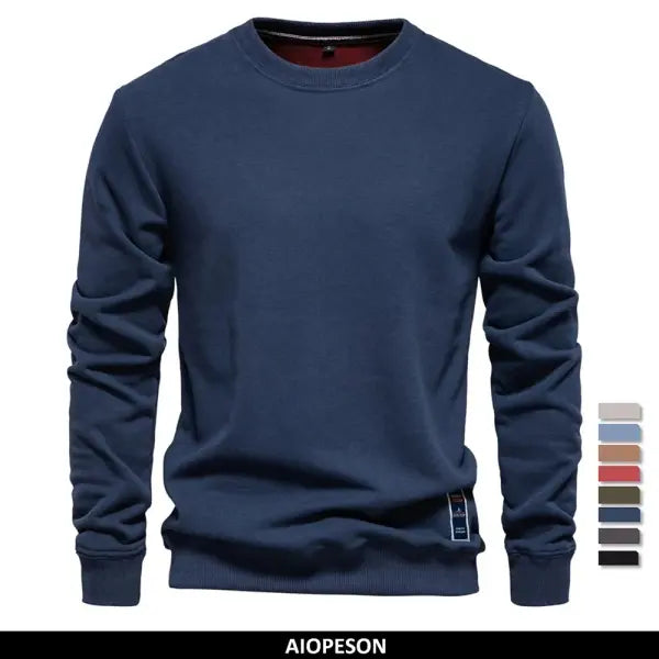 Aiopeson cotton blend crew neck solid color sweatshirt for winter warmth