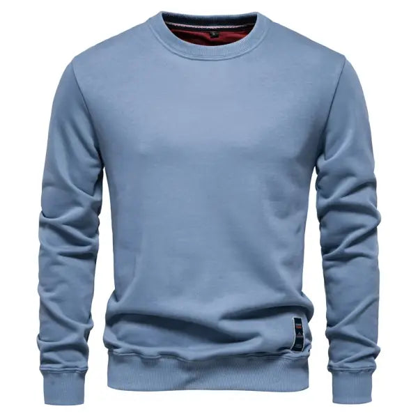 Aiopeson cotton blend crew neck solid color sweatshirt for winter warmth - HD156-SkyBlue / EUR S 60-70kg
