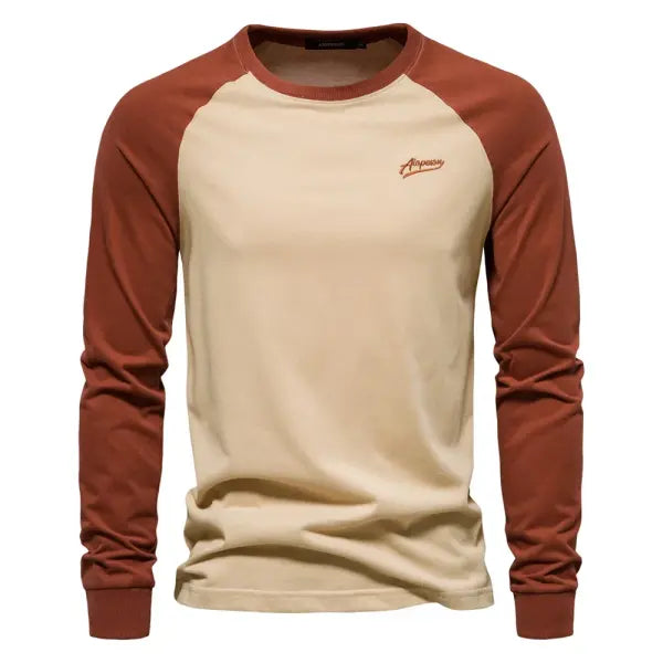 Cotton long sleeve t-shirt casual spring apparel - Khaki / EUR M 70-80kg
