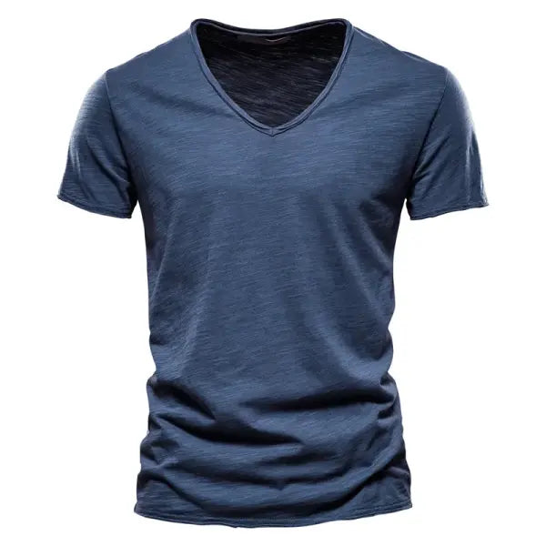 AIOPESON 100% Cotton Men’s T-Shirt – Slim Fit Short Sleeve V-Neck or O-Neck Tee