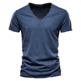 AIOPESON 100% Cotton Men’s T-Shirt – Slim Fit Short Sleeve V-Neck or O-Neck Tee