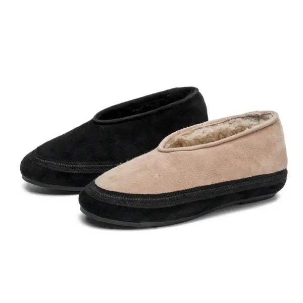 Women’s Winter Ballet Flats: Genuine Leather Snow Shoes with Warm Fur Lining
