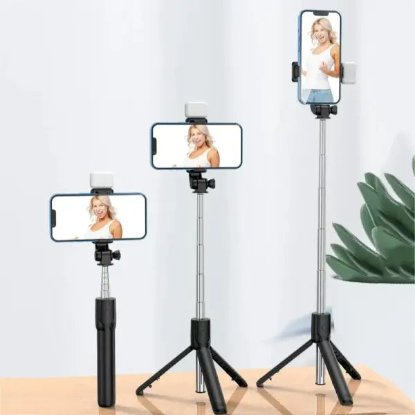 Selfie Stick Tripod with Wireless Remote Lightweight Plastic Portable Design