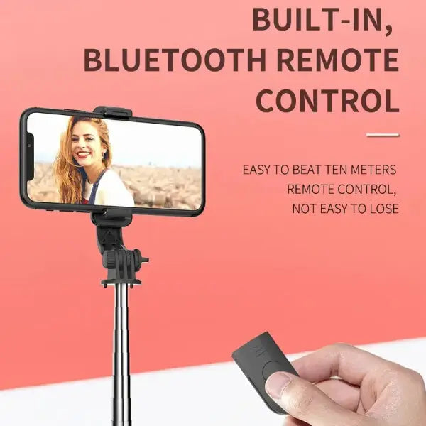 Selfie Stick Tripod with Wireless Remote Lightweight Plastic Portable Design