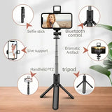 Selfie Stick Tripod with Wireless Remote Lightweight Plastic Portable Design