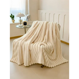 All-Season Gift，Luxurious Faux Rabbit Fur Throw Blanket Flannel Fabric-Soft Warm&Cozy for Couch Bed