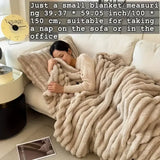 All-Season Gift，Luxurious Faux Rabbit Fur Throw Blanket Flannel Fabric-Soft Warm&Cozy for Couch Bed