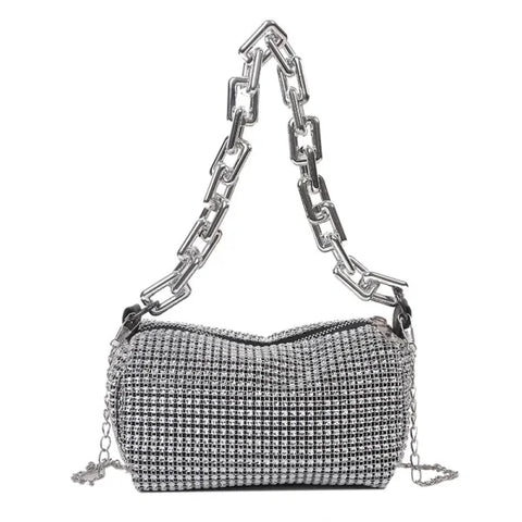 Allover Rhinestone Bucket Bag – Women’s Glitter Mini Prom Purse