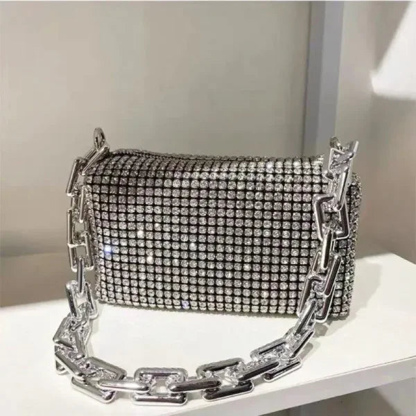 Allover Rhinestone Bucket Bag – Women’s Glitter Mini Prom Purse