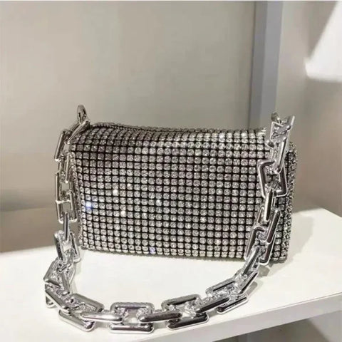 Allover Rhinestone Bucket Bag – Women’s Glitter Mini Prom Purse