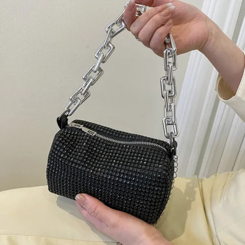 Allover Rhinestone Bucket Bag – Women’s Glitter Mini Prom Purse