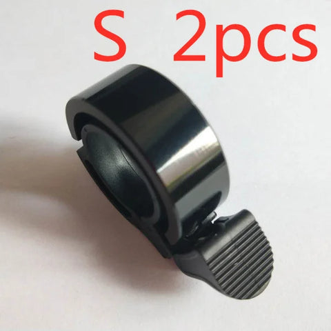 Aluminum Alloy Bicycle Bell for Children and Adults Universal Bike Horn - S Black 2pcs