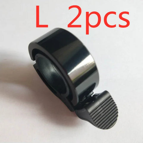 Aluminum Alloy Bicycle Bell for Children and Adults Universal Bike Horn - L Black 2pcs