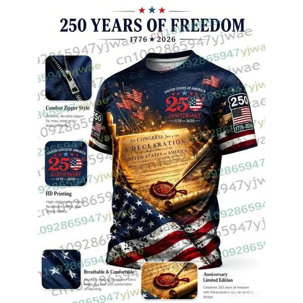 America 250th Anniversary TShirt True To Size Fit Patriotic USA Style - na528S2-094-ZKB-B / 5XL