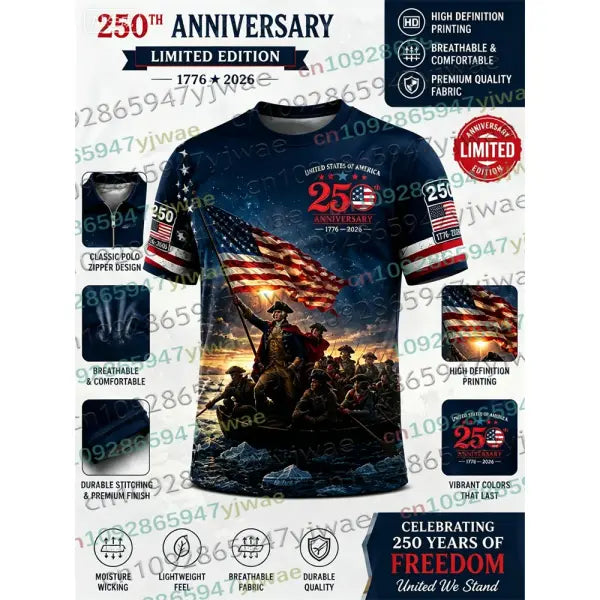 America 250th Anniversary TShirt True To Size Fit Patriotic USA Style - na528M1-094-ZKB-B / 5XL
