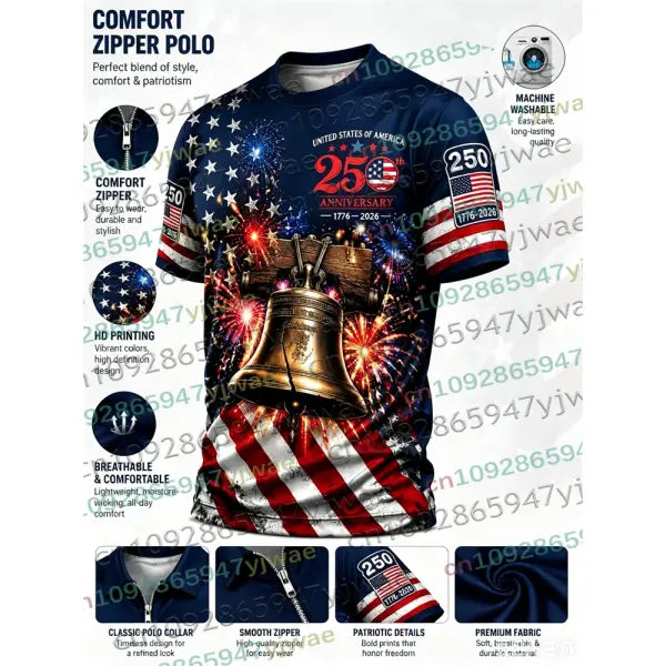 America 250th Anniversary TShirt True To Size Fit Patriotic USA Style - na528S5-094-ZKB-B / 4XL