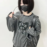American Punk Vintage Long Sleeve T-Shirt – O-Neck Striped Harajuku Embroidery Y2K High Street Tee