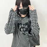 American Punk Vintage Long Sleeve T-Shirt – O-Neck Striped Harajuku Embroidery Y2K High Street Tee
