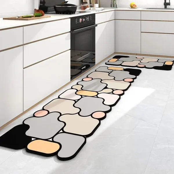 American PVC Leather Kitchen Floor Mats - Waterproof & Anti-Slip Doormat - HD1723-PG-A / 100x100cm (39x39inc)