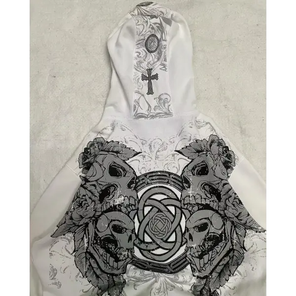 Y2K Hip Hop Zipper Hoodie – Vintage Loose Fleece Casual Unisex Sweatshirt