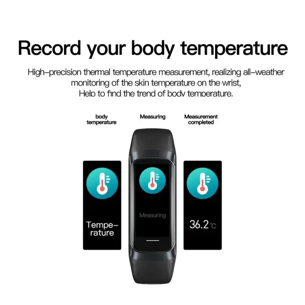 Body Temperature Monitor AMOLED Smartwatch Fitness Tracker