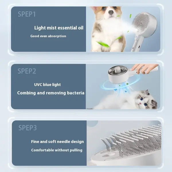 Animal Hair Remover Brush Dog And Cat Steam Brush Pet Self Cleaning Dog Brush Grooming Removes Cat Hairs Cat Dog