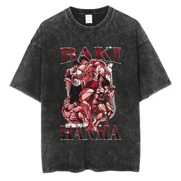 Anime Baki Haman Tshirts Harajuku Vintage 100% Cotton 2024 New Washed T Shirt For Men Hip Hop Streetwear Oversize