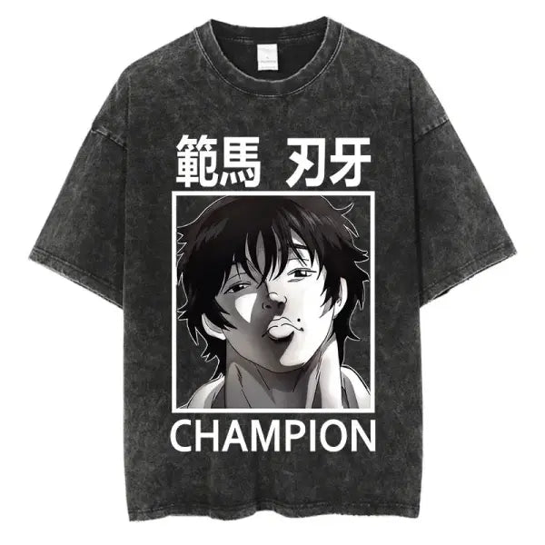 Anime Baki Haman Tshirts Harajuku Vintage 100% Cotton 2024 New Washed T Shirt For Men Hip Hop Streetwear Oversize