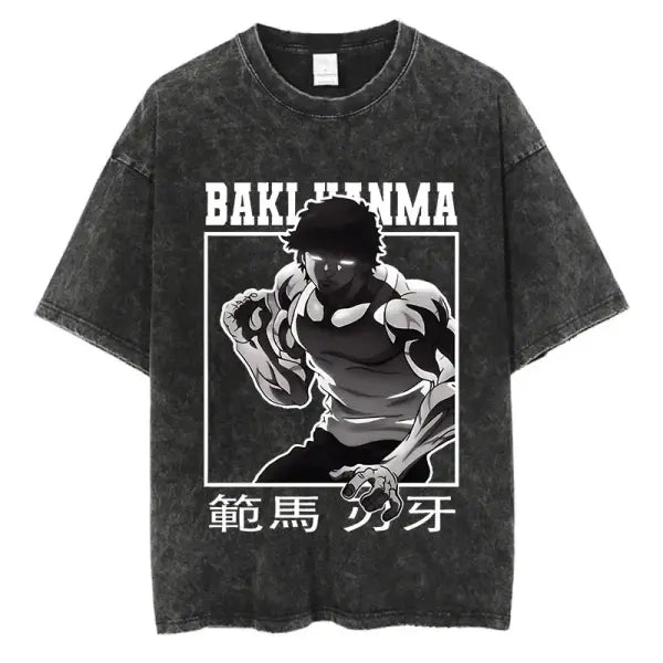 Anime Baki Haman Tshirts Harajuku Vintage 100% Cotton 2024 New Washed T Shirt For Men Hip Hop Streetwear Oversize
