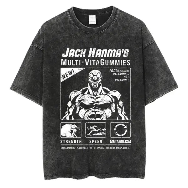 Anime Baki Haman Tshirts Harajuku Vintage 100% Cotton 2024 New Washed T Shirt For Men Hip Hop Streetwear Oversize