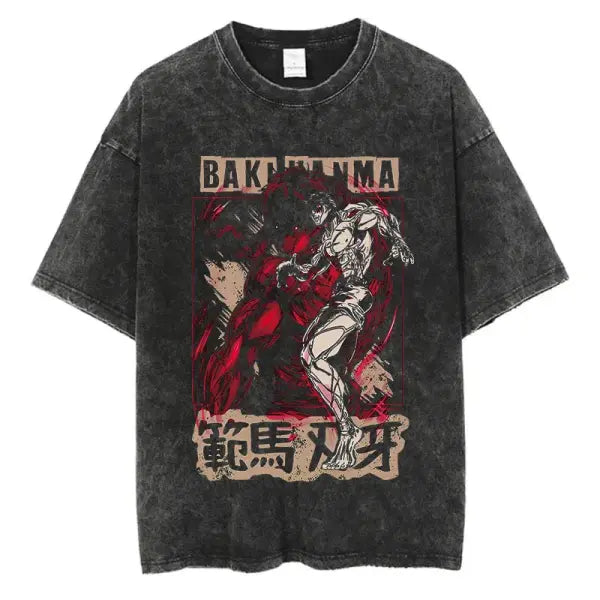 Anime Baki Haman Tshirts Harajuku Vintage 100% Cotton 2024 New Washed T Shirt For Men Hip Hop Streetwear Oversize