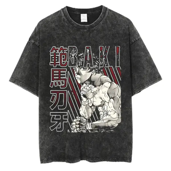 Anime Baki Haman Tshirts Harajuku Vintage 100% Cotton 2024 New Washed T Shirt For Men Hip Hop Streetwear Oversize