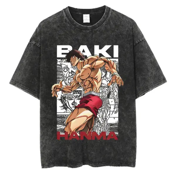 Anime Baki Haman Tshirts Harajuku Vintage 100% Cotton 2024 New Washed T Shirt For Men Hip Hop Streetwear Oversize