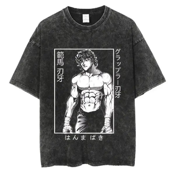 Anime Baki Haman Tshirts Harajuku Vintage 100% Cotton 2024 New Washed T Shirt For Men Hip Hop Streetwear Oversize