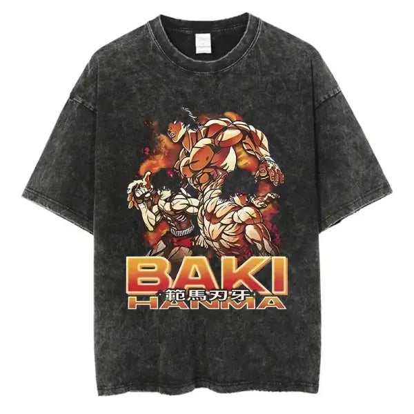 Anime Baki Haman Tshirts Harajuku Vintage 100% Cotton 2024 New Washed T Shirt For Men Hip Hop Streetwear Oversize