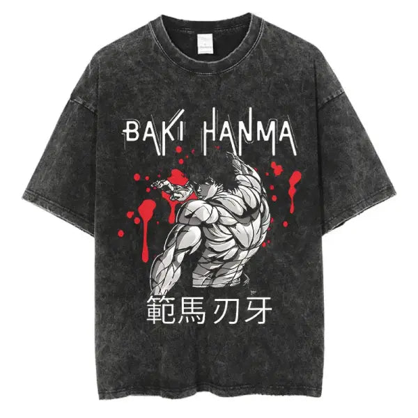 Anime Baki Haman Tshirts Harajuku Vintage 100% Cotton 2024 New Washed T Shirt For Men Hip Hop Streetwear Oversize