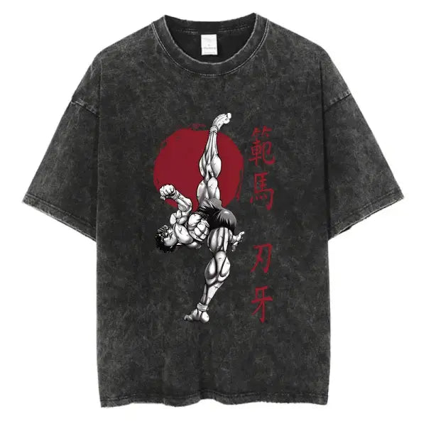 Anime Baki Haman Tshirts Harajuku Vintage 100% Cotton 2024 New Washed T Shirt For Men Hip Hop Streetwear Oversize