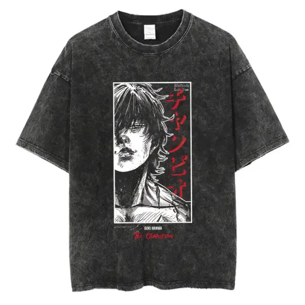 Anime Baki Haman Tshirts Harajuku Vintage 100% Cotton 2024 New Washed T Shirt For Men Hip Hop Streetwear Oversize