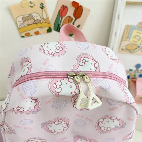 Anime Cartoon Kuromi & Hello Kitty Backpack - Kawaii Canvas Schoolbag