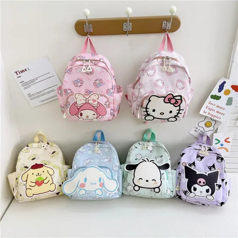 Anime Cartoon Kuromi & Hello Kitty Backpack - Kawaii Canvas Schoolbag
