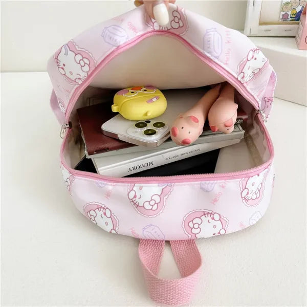 Anime Cartoon Kuromi & Hello Kitty Backpack - Kawaii Canvas Schoolbag
