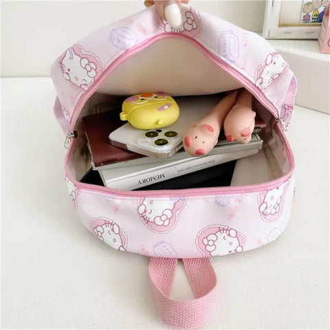 Anime Cartoon Kuromi & Hello Kitty Backpack - Kawaii Canvas Schoolbag