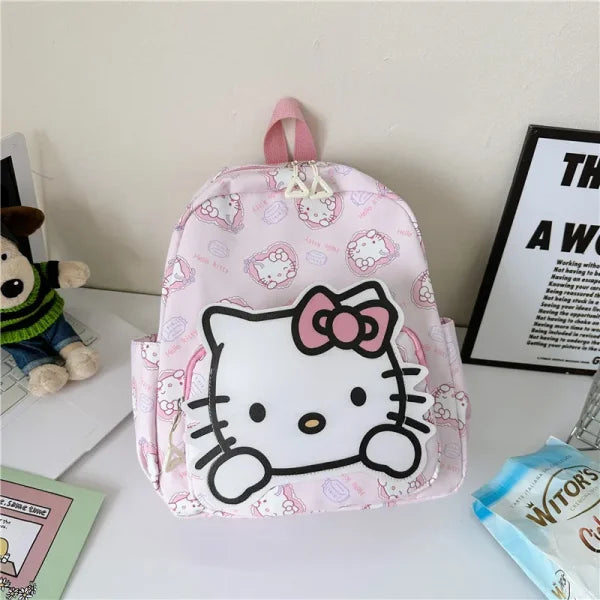 Anime Cartoon Kuromi & Hello Kitty Backpack - Kawaii Canvas Schoolbag - 27x34cm / F