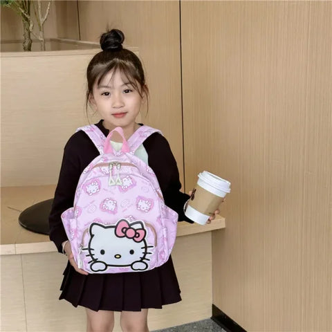 Anime Cartoon Kuromi & Hello Kitty Backpack - Kawaii Canvas Schoolbag