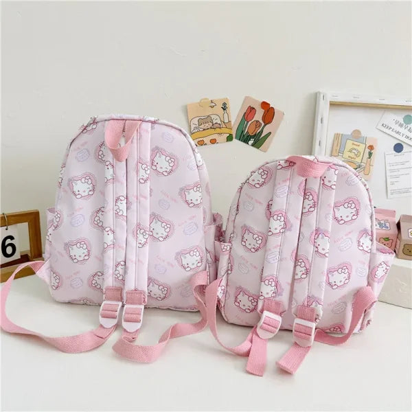Anime Cartoon Kuromi & Hello Kitty Backpack - Kawaii Canvas Schoolbag