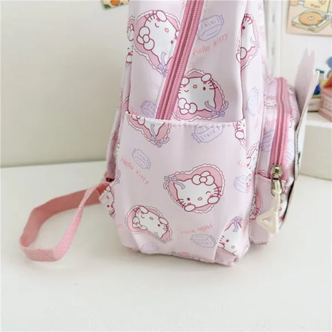Anime Cartoon Kuromi & Hello Kitty Backpack - Kawaii Canvas Schoolbag