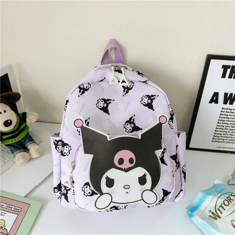 Anime Cartoon Kuromi & Hello Kitty Backpack - Kawaii Canvas Schoolbag - 27x34cm / E