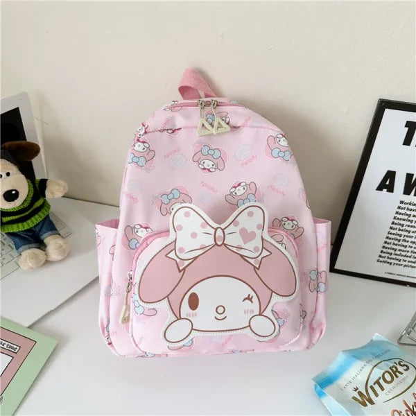 Anime Cartoon Kuromi & Hello Kitty Backpack - Kawaii Canvas Schoolbag - 27x34cm / D